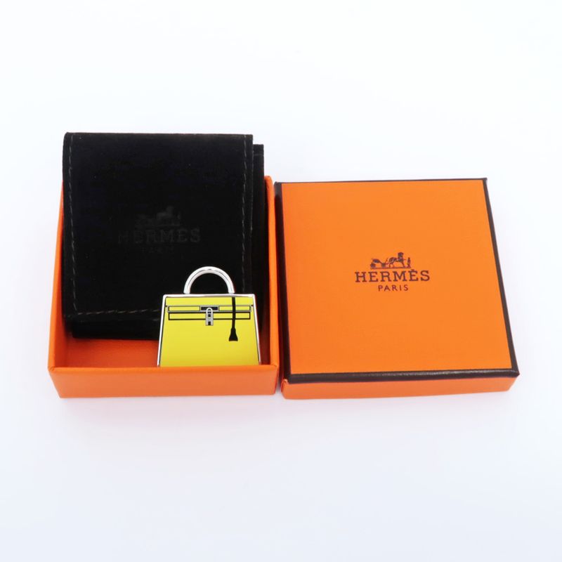 Hermes Curiosity Kelly Charm Yellow Silver Pendant Top Accessories — view 9