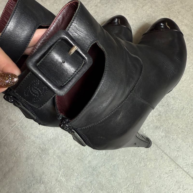 Chanel Quilted Leather Belt Short Boots Coco Mark Black 36 1 2 — view 7