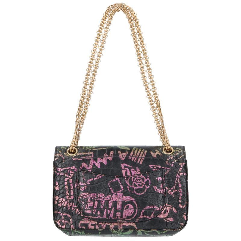 Chanel 2.55 Graffiti Croc Shape Push Double Flap Chain Shoulder Bag Women 25 — view 2