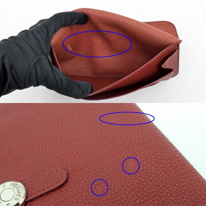Hermes Dogon GM Rouge Ash Silver Hardware Togo E-engraved Leather Long — view 7