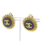 Chanel Coco Mark Vintage Gold Plated Black 95 P 27.0 g Earrings — view 3