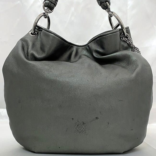 Loewe Tote Bag Metallic Gray Anagram Leather — view 5