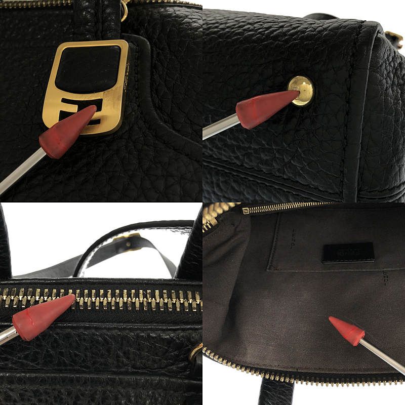 Fendi 2-Way Chameleon Leather Shoulder Bag Black — view 9