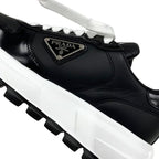 Prada Sneakers Shoes Leather Black White Triangle Logo — view 9