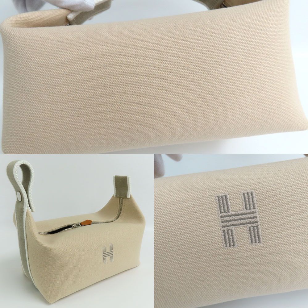 Hermes Brid A Black PM Natural Cotton Canvas Pouch Handbag — view 2