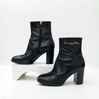 Christian Dior D-town Boots Short Shoes Leather Black Gold Logo — view 4