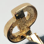 Christian Dior CD Logo Rhinestone Earrings Gold GP Vintage — view 6