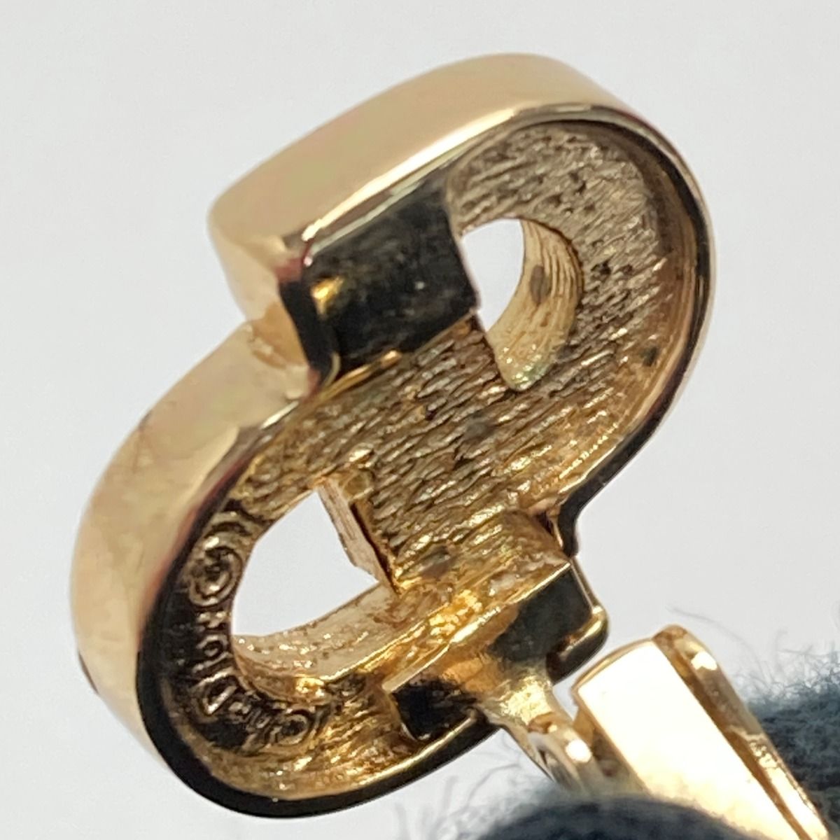 Christian Dior CD Logo Rhinestone Earrings Gold GP Vintage — view 6