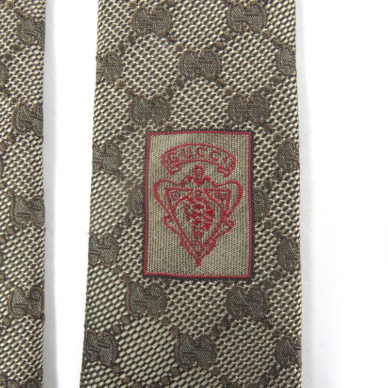 Gucci 100% Silk GG Logo All-over Webline Tie Regular Beige — view 6