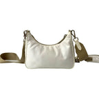 Prada Re Edition Triangle Logo Hardware Nylon Saffiano Leather 2-Way Chain Semi — view 4