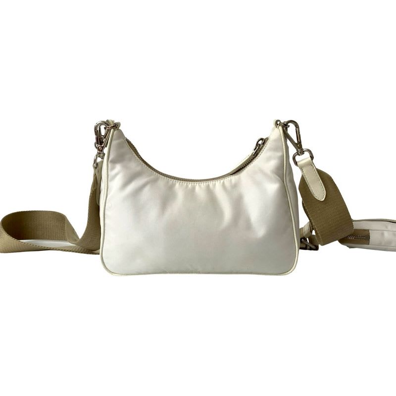 Prada Re Edition Triangle Logo Hardware Nylon Saffiano Leather 2-Way Chain Semi — view 4