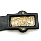 Chanel CC Logo Leather Belt Black Gold — view 4