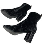 Louis Vuitton Silhouette Line Boots Short Shoes Velor Black Monogram — view 6