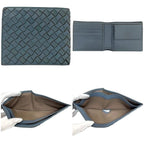 Bottega Veneta Fold Wallet Blue Intrecciato Leather — view 2