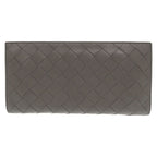 Bottega Veneta Intrecciato Leather Gray Round Zipper Long Wallet 0510 — view 3