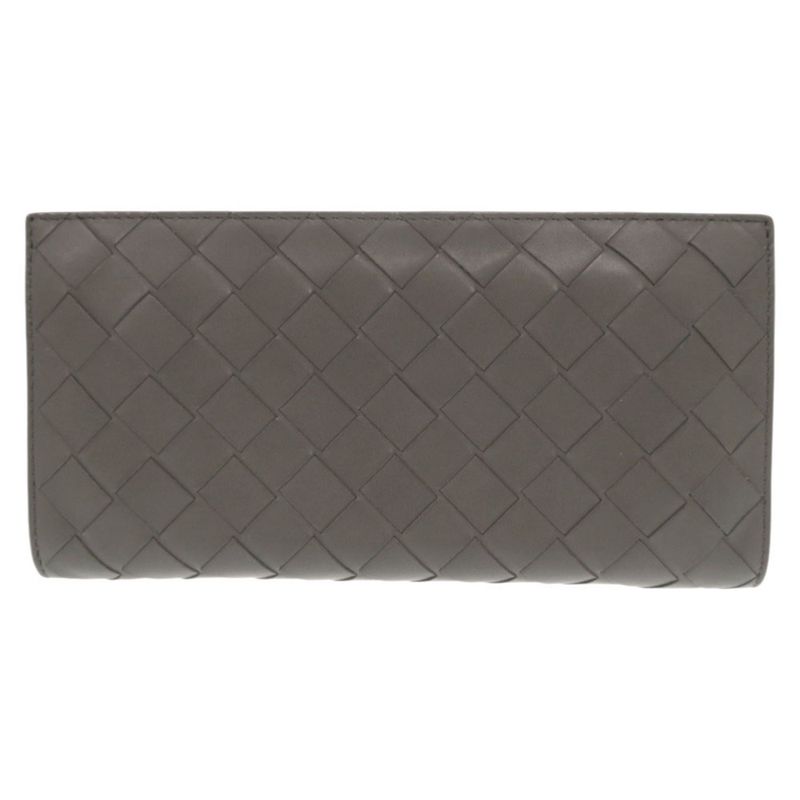 Bottega Veneta Intrecciato Leather Gray Round Zipper Long Wallet 0510 — view 3