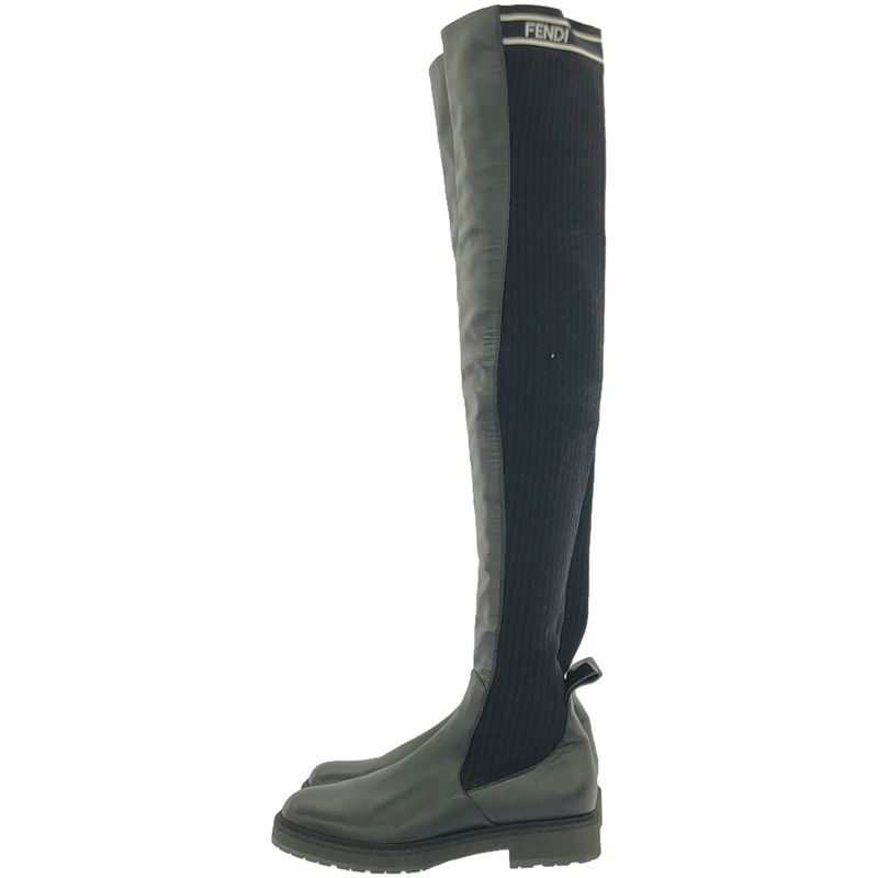 Fendi 17 AW Knee-High Long Knit Boots Black 37 — view 2