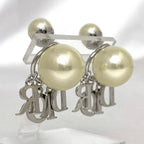 Christian Dior Earrings Logo Silver Pearl White — view 5
