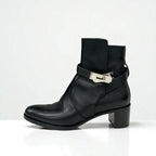 Hermes Frenchie Boots Short Shoes Leather Black Silver Kelly Hardware — view 3