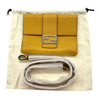 Fendi Shoulder Bag Flat Baguette Medium 7 Va524 FF Logo Yellow Silver Hardware — view 8
