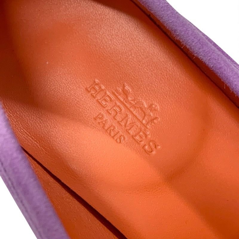 Hermes Royale Loafer Leather Shoes Suede Purple Moccasin Flat Hhardware — view 7