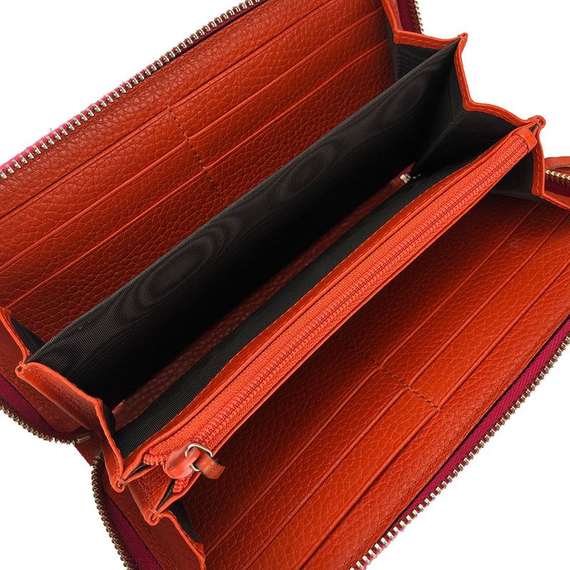 Gucci Long Wallet Bamboo Leather Orange Pink Round Zipper Zippy Bicolor — view 6