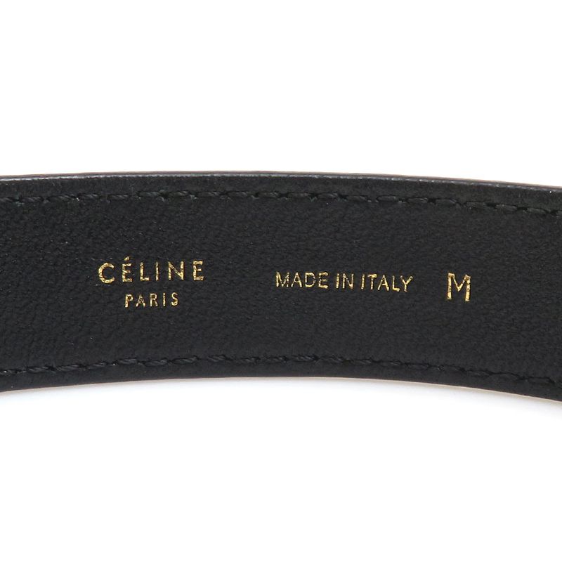 Celine Black Leather Gold-Tone Hardware Choker — view 9