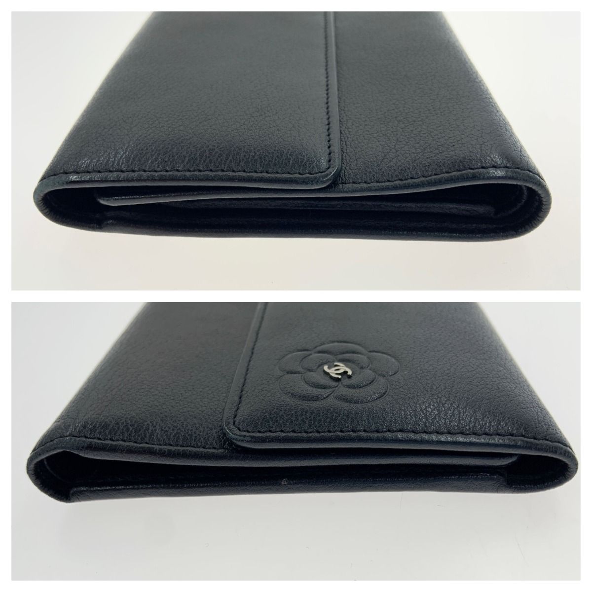 Chanel Camellia Butterfly Flap Wallet Long Black — view 3