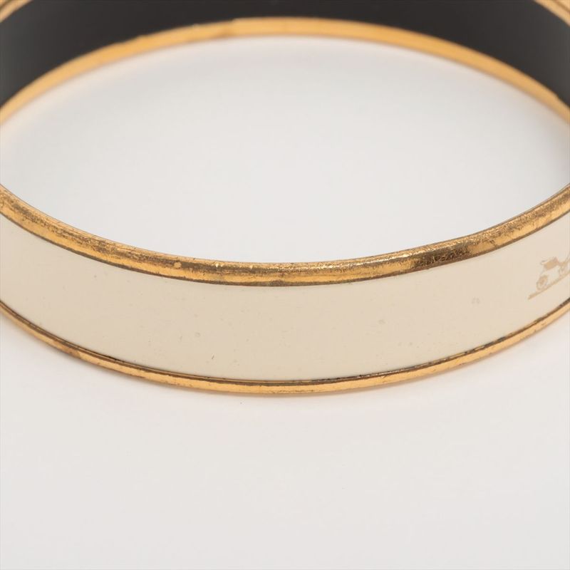 Hermes Emile GM Bangle Logo Horse Cart GP Enamel Gold Cream Austria — view 4