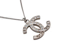 Chanel CC Logo Square Rhinestone Necklace 48 Silver Metal — view 3