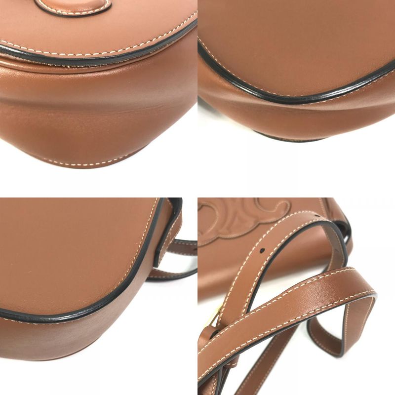 Celine Shoulder Bag Folco Cuir Triomphe Du3 Leather Tan Brown — view 7