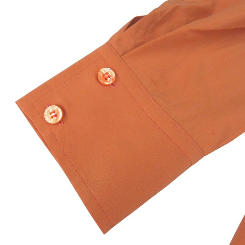 Hermes V-Neck Blouse with Scarf Silk Orange 0792 — view 4