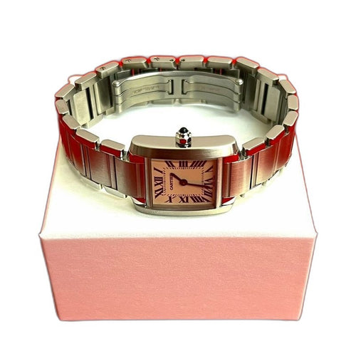 Cartier Working Tank Francaise SM Stainless Steel Quartz Watch Wristwatch