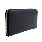 Prada Saffiano Leather Zip Around Black Wallet Gold — view 2