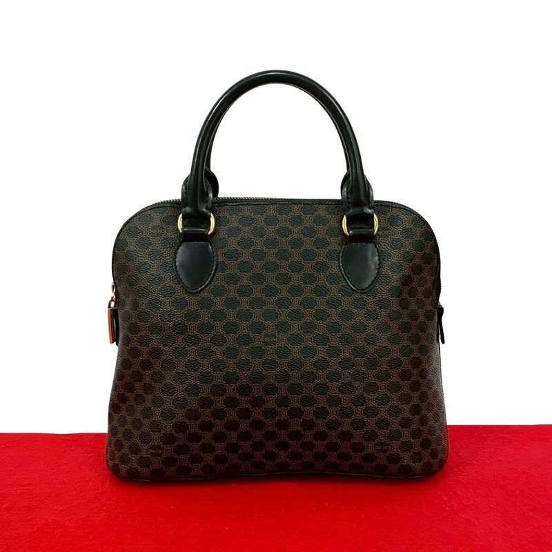 Celine Vintage Macadam Blason Logo Pattern Leather Handbag Mini — view 2
