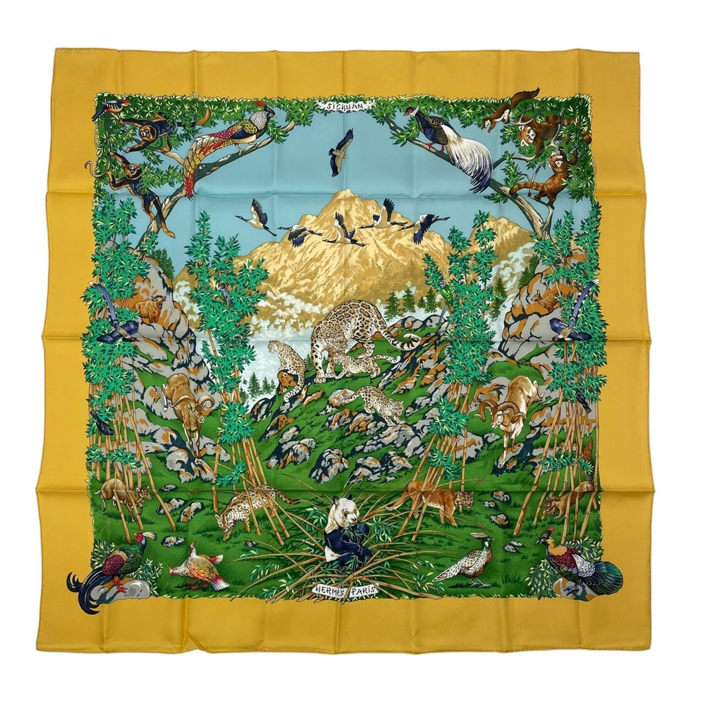 Hermes Carre 90 Sichuan Silk Scarf Yellow — view 2