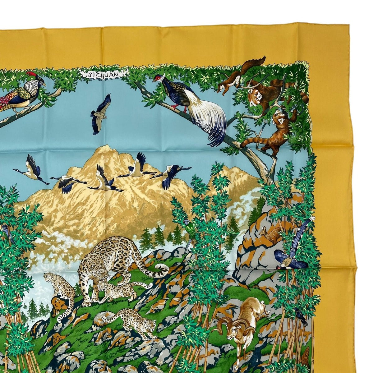 Hermes Carre 90 Sichuan Silk Scarf Yellow — view 4