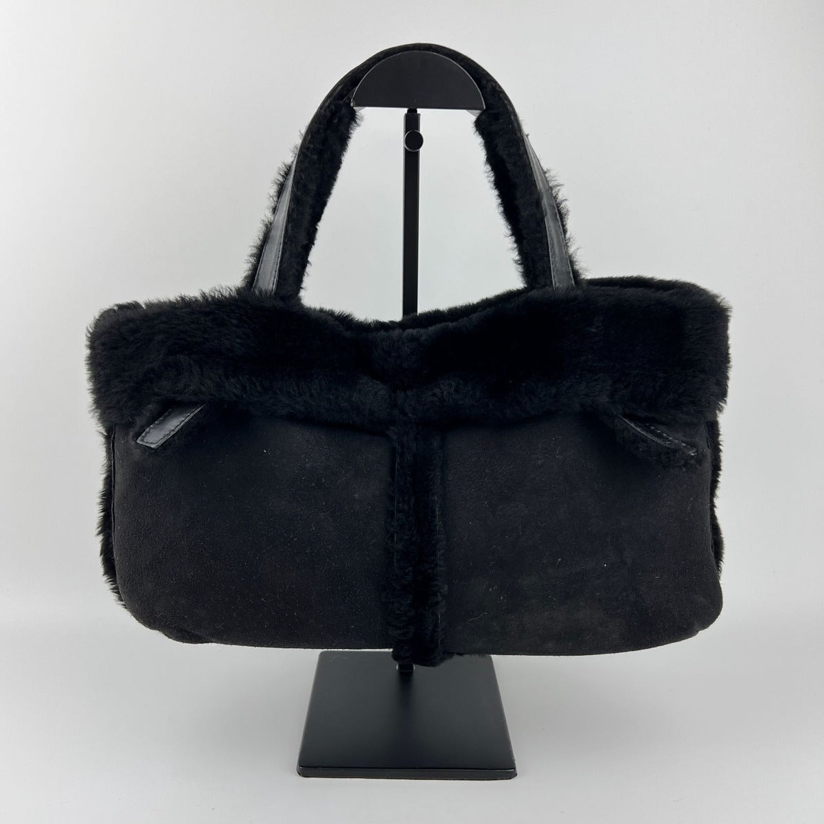 Loewe Anagram Handbag Black Mouton Suede Vintage — view 2