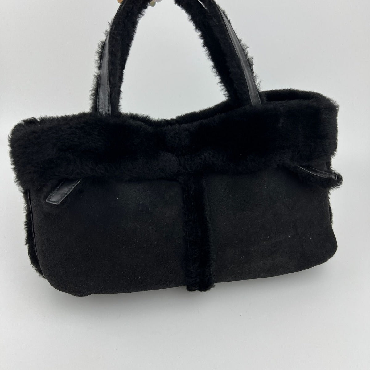 Loewe Anagram Handbag Black Mouton Suede Vintage — view 3