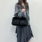 Loewe Anagram Handbag Black Mouton Suede Vintage