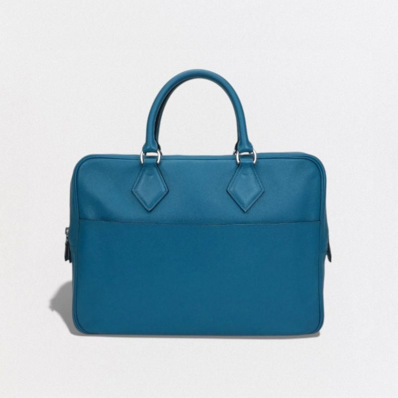 Hermes Plume Dock 38 Bag Business Briefcase Evercolor Blue — view 2