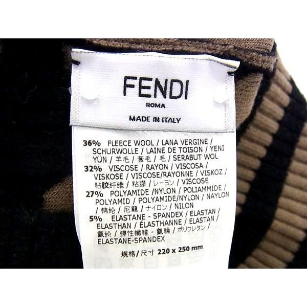 Fendi Zucca Pattern Wool Rayon Beanie Knit Cap Hat Brown Black — view 4