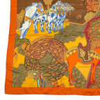 Hermes Carre 90 Art Des Steppes Step Scarf Silk Orange — view 4