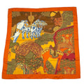 Hermes Carre 90 Art Des Steppes Step Scarf Silk Orange