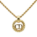 Christian Dior Necklace Metal Gold CD Logo Plated Accessories
