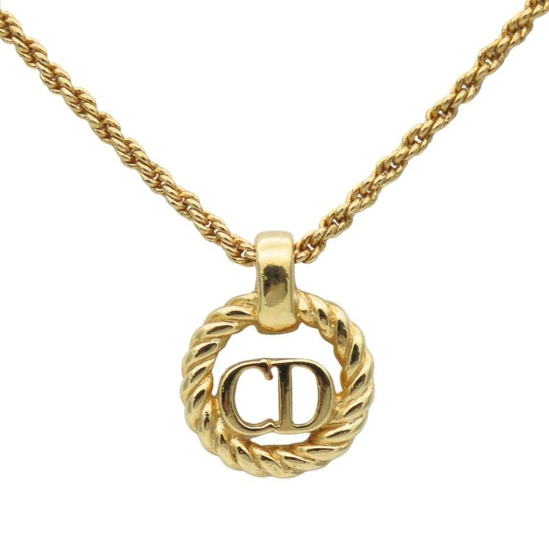 Christian Dior Necklace Metal Gold CD Logo Plated Accessories — view 2