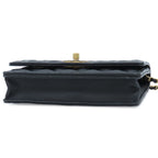 Chanel Chain Wallet Black Gold Shiny Lambskin Quilted Shoulder Bag — view 3