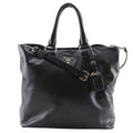 Prada Logo Ws7654 Leather Black Tote Bag