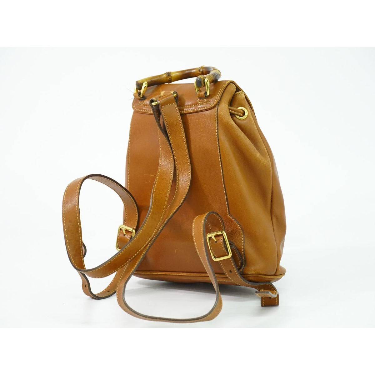 Gucci Bamboo Mini Backpack Leather Brown Outside — view 2