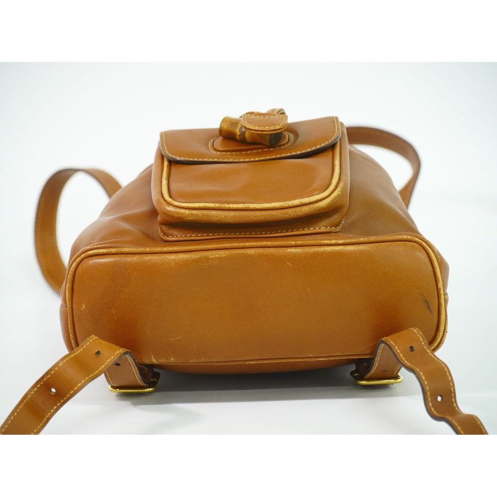 Gucci Bamboo Mini Backpack Leather Brown Outside — view 3